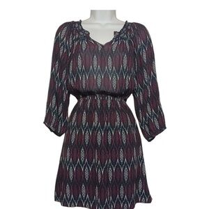Forever 21 Navy and Burgundy Patterned Mini Dress Medium